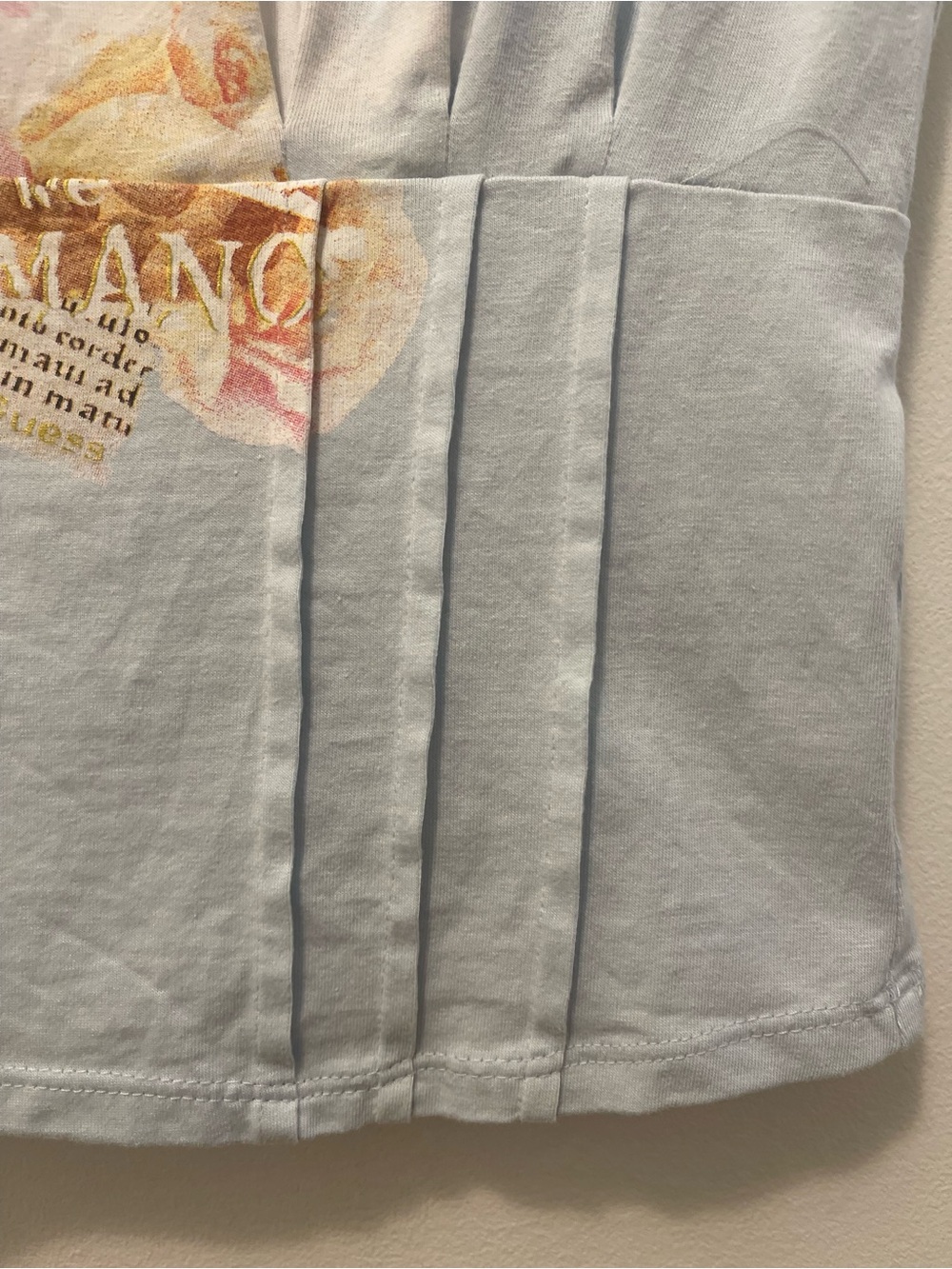 Guess Light Blue Sleeveless Corset Tee with Pink & Cream Accents, & Rhinestones - Picture 5 of 8